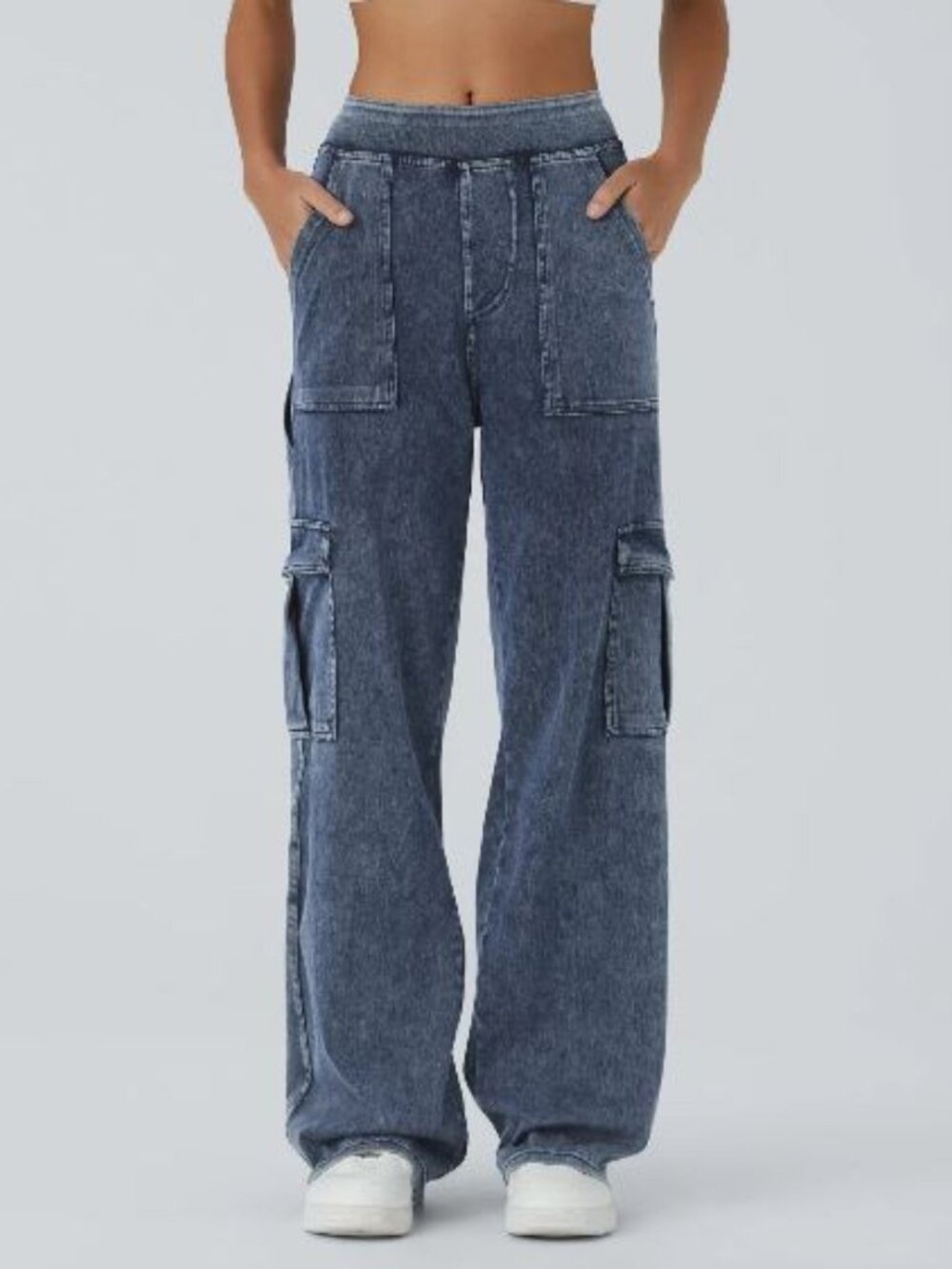 Halara Flex™ Mid Rise Pockets Straight Leg Casual Cargo Jeans XS (petite)